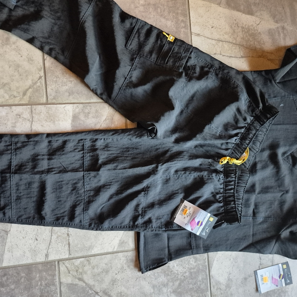 Wonderwink Black Scrub Set with Yellow Accents